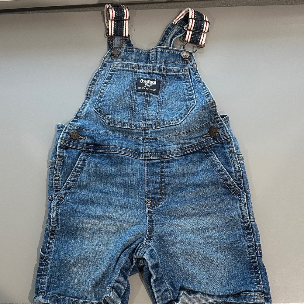 OshKosh B'gosh Striped-strap Denim Short Overalls - Blue